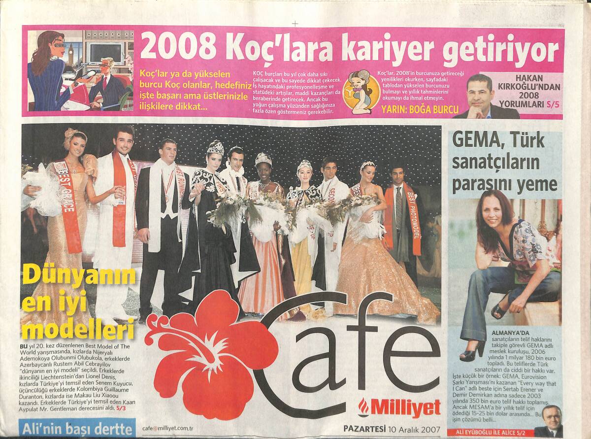 Milliyet Gazetesi Cafe Eki 10 Aralık 2007 - 2008 Koç'lara Kariyer Getiriyor - Sibel Can Fenerbahçe'yi Marşla Kutladı GZ153129 - 1
