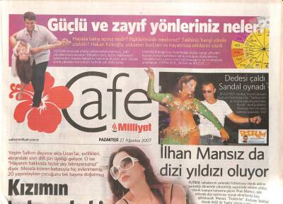 Milliyet Gazetesi Cafe Eki 27 Ağustos 2007 - F1le İstanbulda Hızlı Gece Hayatı - FBye Bodrumda 100.Yıl Kutlaması GZ95437 - 1