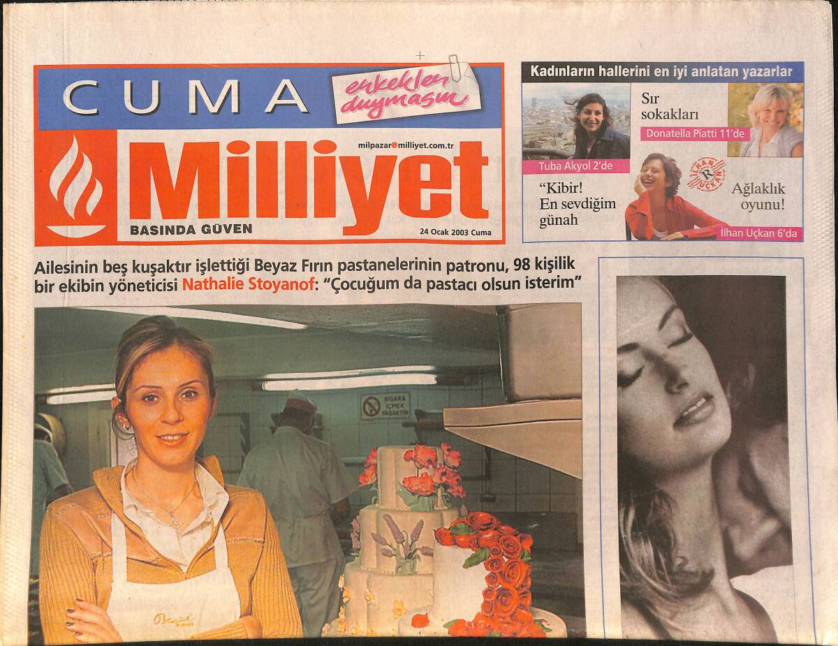 Milliyet Gazetesi Cuma Eki 24 Ocak 2003 - Nathalie Stoyanof Paris'te Pastacılık Eğitimi Gördü GZ157643 - 1