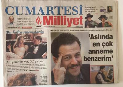 Milliyet Gazetesi Cumartesi Eki 10 Mart 2007 - Mavi Gözlü Dev Filminde Nazım Hikmete Benzerliği İle Çok Konuşulan Yetkin Dikinciler GZ20702 - 1