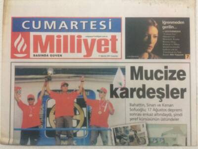 Milliyet Gazetesi Cumartesi Eki 11 Ağustos 2001 - Mucize Kardeşler GZ38014 - 1