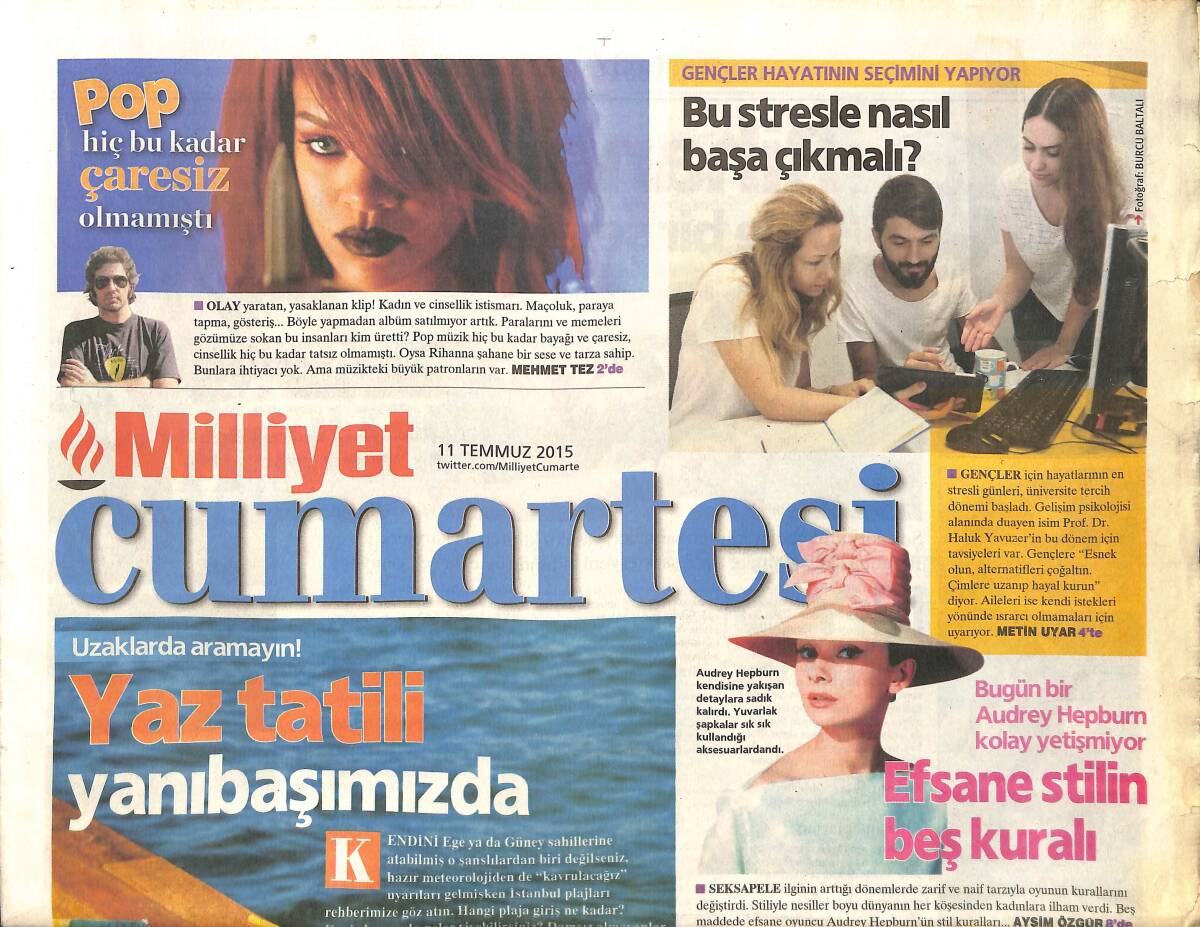 Milliyet Gazetesi Cumartesi Eki 11 Temmuz 2015 - Ünlü Keman Virtüözü 