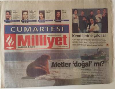 Milliyet Gazetesi Cumartesi Eki 13 Ocak 2001 - Afetler Doğal Mı ? GZ31348 - 1