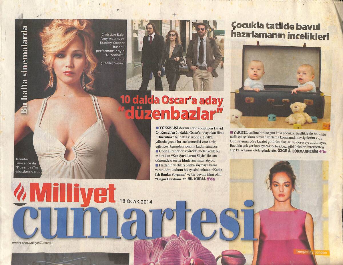Milliyet Gazetesi Cumartesi Eki 18 Ocak 2014 - 10 Dalda Oscar'a Aday 