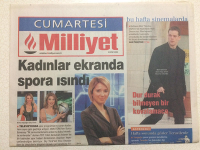 Milliyet Gazetesi Cumartesi Eki 2 Ekim 2004 - Kadınlar Ekranda Spora Isındı GZ24890 - 1
