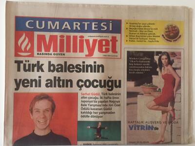 Milliyet Gazetesi Cumartesi Eki 2 Mart 2002 - Türk Balesinin Yeni Altın Çocuğu Serhat Güdül GZ22605 - 1
