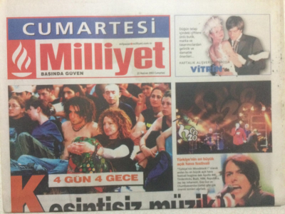 Milliyet Gazetesi Cumartesi Eki 22 Haziran 2002 - 4 Gün 4 Gece Kesintisiz Müzik GZ24377 - 1