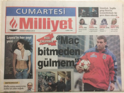 Milliyet Gazetesi Cumartesi Eki 5 Mart 2005 - Rıza Çalımbay Maç Bitmeden Gülmem, Lopezin Her Şeyi Yeni GZ24592 - 1