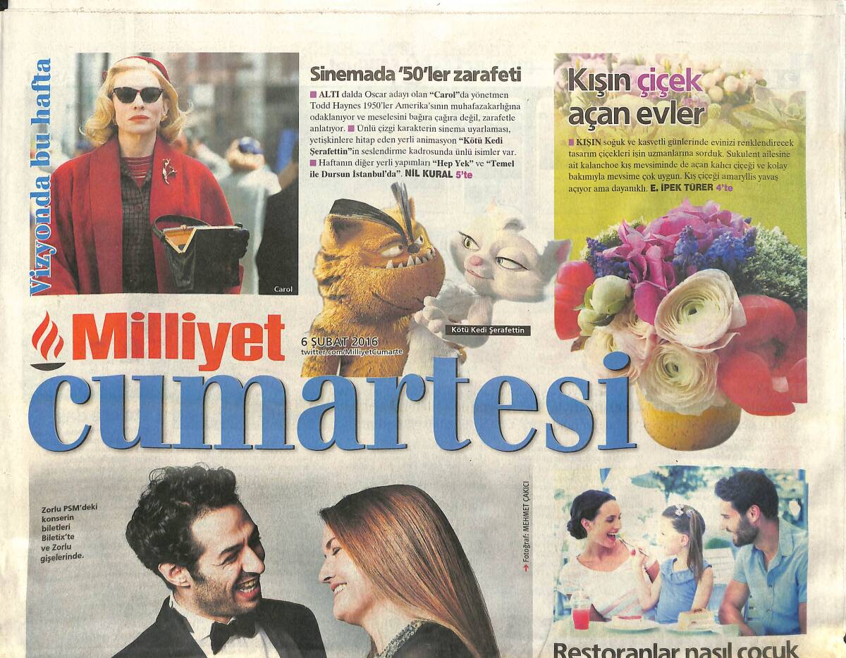 Milliyet Gazetesi Cumartesi Eki 6 Şubat 2016 - Rehabilite Eden Aşk Şarkıları - Kebap Ve Suşi Aynı Masada GZ138524 - 1