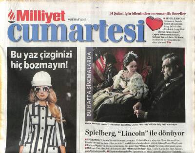 Milliyet Gazetesi Cumartesi Eki 9 Şubat 2013 - Justin Bieber Babaları ! - Spielberg , Lincoln İle Dönüyor GZ117221 - 1