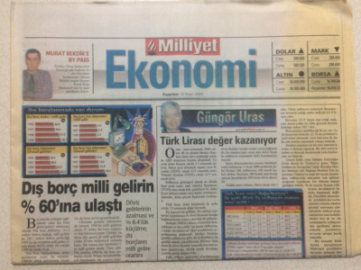 Milliyet Gazetesi Ekonomi Eki 10 Ocak 2000 - Türk Lirası Değer Kazanıyor, Fenerbahçede Ceza İsyanı GZ23109 - 1