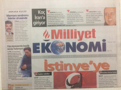 Milliyet Gazetesi Ekonomi Eki 7 Ocak 2001 - 2001in Hızlı Hisseleri,Ünlü Bankacının Kritik Mektubu GZ24388 - 1