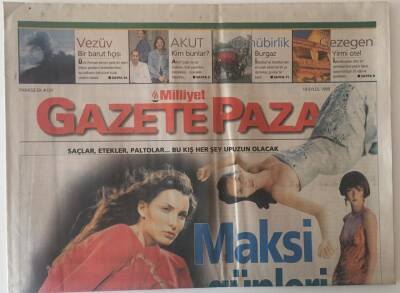 Milliyet Gazetesi Gazete Pazar Eki 19 Eylül 1999 - Saçlar , Etekler, Paltolar Bu Kış Her Şey Upuzun Olacak GZ22742 - 1