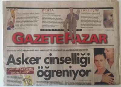 Milliyet Gazetesi Gazete Pazar Eki 2 Ağustos 1998 - Asker Cinselliği Öğreniyor GZ22717 - 1