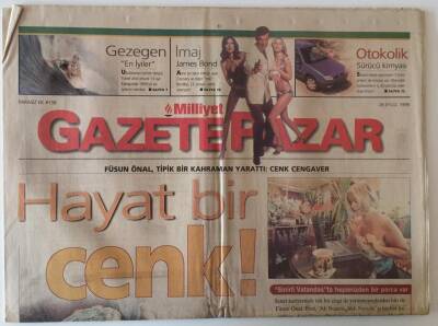 Milliyet Gazetesi Gazete Pazar Eki 26 Eylül 1999 - Füsun Önal , Tipik Bir Kahraman Yarattı Cenk Cengaver - GZ20646 - 1