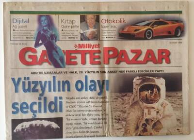 Milliyet Gazetesi Gazete Pazar Eki 31 Ekim 1999 - ABDDE Uzmanlar Ve Halk Yılın Olayı Olarak Ay Çıkmak Ve Atom Bombasını Görüyor - GZ20645 - 1