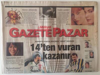 Milliyet Gazetesi Gazete Pazar Eki 4 Nisan 1999 - Kanarya- Kartal - Maçında Arazi Kavgası GZ22726 - 1