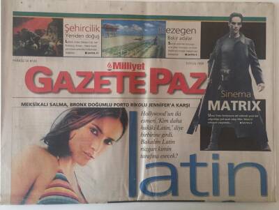 Milliyet Gazetesi Gazete Pazar Eki 5 Eylül 1999 - Latin Kavgası Salma Hayek - Jennifer Lopez Kavgası GZ22744 - 1