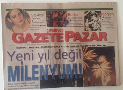 Milliyet Gazetesi Gazete Pazar Eki 7 Kasım 1999 - Pelin Batu İle Söyleşi , Yeni Yıl Değil Milenyum GZ22743 - 1