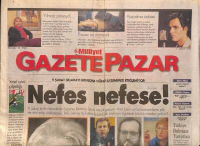 Milliyet Gazetesi Gazete Pazar Eki 7 Şubat 1999 - 9 Şubat Tarihi Takvimlerde Sigarayı Bırakma Günü Olarak Geçiyor GZ92567 - 1