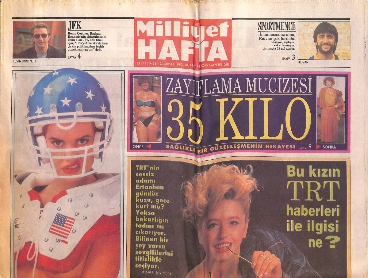 Milliyet Gazetesi Hafta Eki 29 Şubat 1992 - Tarık Akan İle Kemal Sunal 15 Yıldır Dost GZ132915 - 1