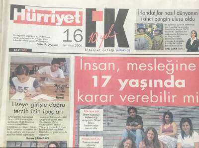 Milliyet Gazetesi İK Eki 16 Temmuz 2006 -İnsan , Mesleğine 17 Yaşında Karar Verebilir Mi ? GZ36418 - 1