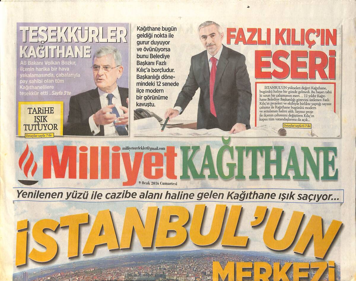 Milliyet Gazetesi Kağıthane Eki 9 Ocak 2016 - İstanbul'un Merkezi Kağıthane - Ege Yapı'nın Farkı Tecrübesi GZ154719 - 1