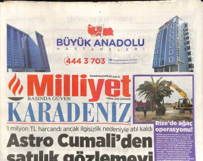 Milliyet Gazetesi Karadeniz Eki 1 Nisan 2015 - Ordunun Dereleri Turizme Açılacak GZ116521 - 1