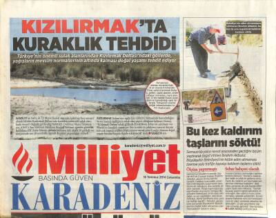 Milliyet Gazetesi Karadeniz Eki 16 Temmuz 2014 - Kızılırmakta Kuraklık Tehdidi GZ117168 - 1