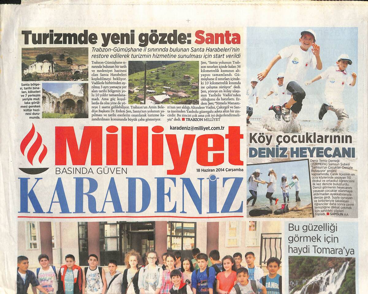 Milliyet Gazetesi Karadeniz Eki 18 Haziran 2014 - Köy Çocuklarının Deniz Heyecanı - Çaykur 70 Kilo Beyaz Çay Üretti GZ135975 - 1