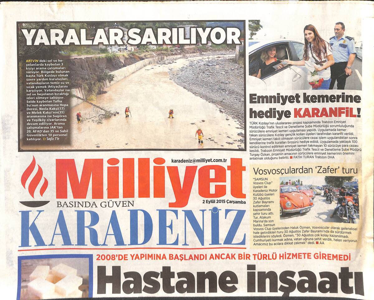 Milliyet Gazetesi Karadeniz Eki 2 Eylül 2015 - Anzer Balında 2 Tonluk Üretim - Fındığın Coğrafi Haritası Çıkıyor GZ135232 - 1