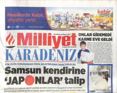 Milliyet Gazetesi Karadeniz Eki 27 Ocak 2016 - Samsun Kendirine Japonlar Talip GZ119560 - 1