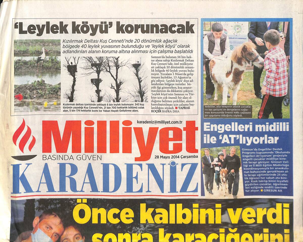Milliyet Gazetesi Karadeniz Eki 28 Mayıs 2014 - Önce Kalbini Verdi Sonra Karaciğerini - Samsunspor'da Hareketli Günler GZ135974 - 1