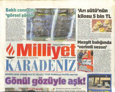 Milliyet Gazetesi Karadeniz Eki 30 Aralık 2015 - Arı Sütünün Kilosu 5 Bin TL - Giresun OSBnin Su Sorunu Çözüldü GZ120849 - 1