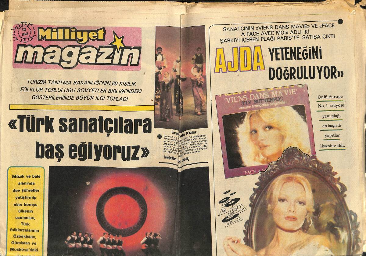 Milliyet Gazetesi Magazin Eki 12 Aralık 1976 - Ajda Pekkan Yeteneğini Doğruluyor GZ152252 - 1
