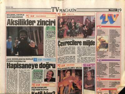 Milliyet Gazetesi Magazin Eki 19 Ocak 1992 - Çevrecilere Müjde GZ78307 - 1
