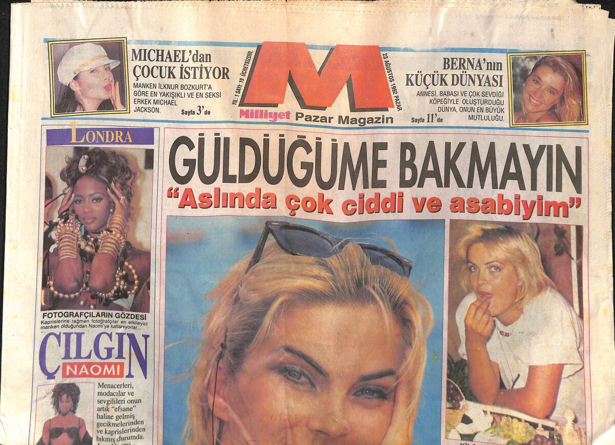 Milliyet Gazetesi Magazin Eki 23 Ağustos 1992 - Mehmet Ali Erbil'in Son Numarası - Şarkıcı Değil Sanatçı: Kibariye GZ152320 - 1