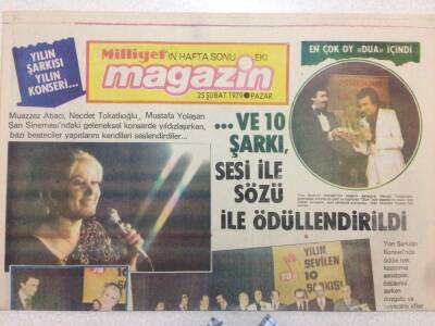 Milliyet Gazetesi Magazin Eki 25 Şubat 1979 - Muazzez Abacı, Necdet Tokatlıoğlu ,Mustafa Yolaşan GZ52114 - 1