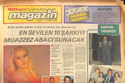 Milliyet Gazetesi Magazin Eki 3 Şubat 1979 - En Sevilen 10 Şarkıyı Muazzez Abacı Sunacak GZ85887 - 1