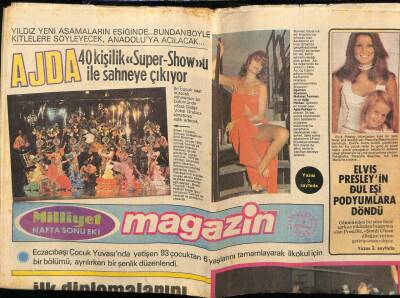 Milliyet Gazetesi Magazin Eki 6 Ağustos 1978 - Elvis Presleyin Dul Eşi Podyumlara Döndü GZ75065 - 1