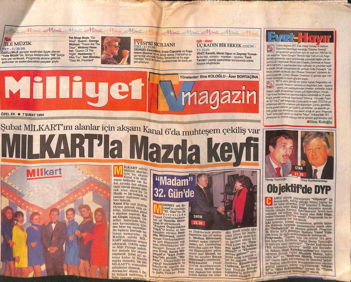 Milliyet Gazetesi Magazin Eki 7 Şubat 1994 - Mılkart'la Mazda Keyfi GZ152794 - 1