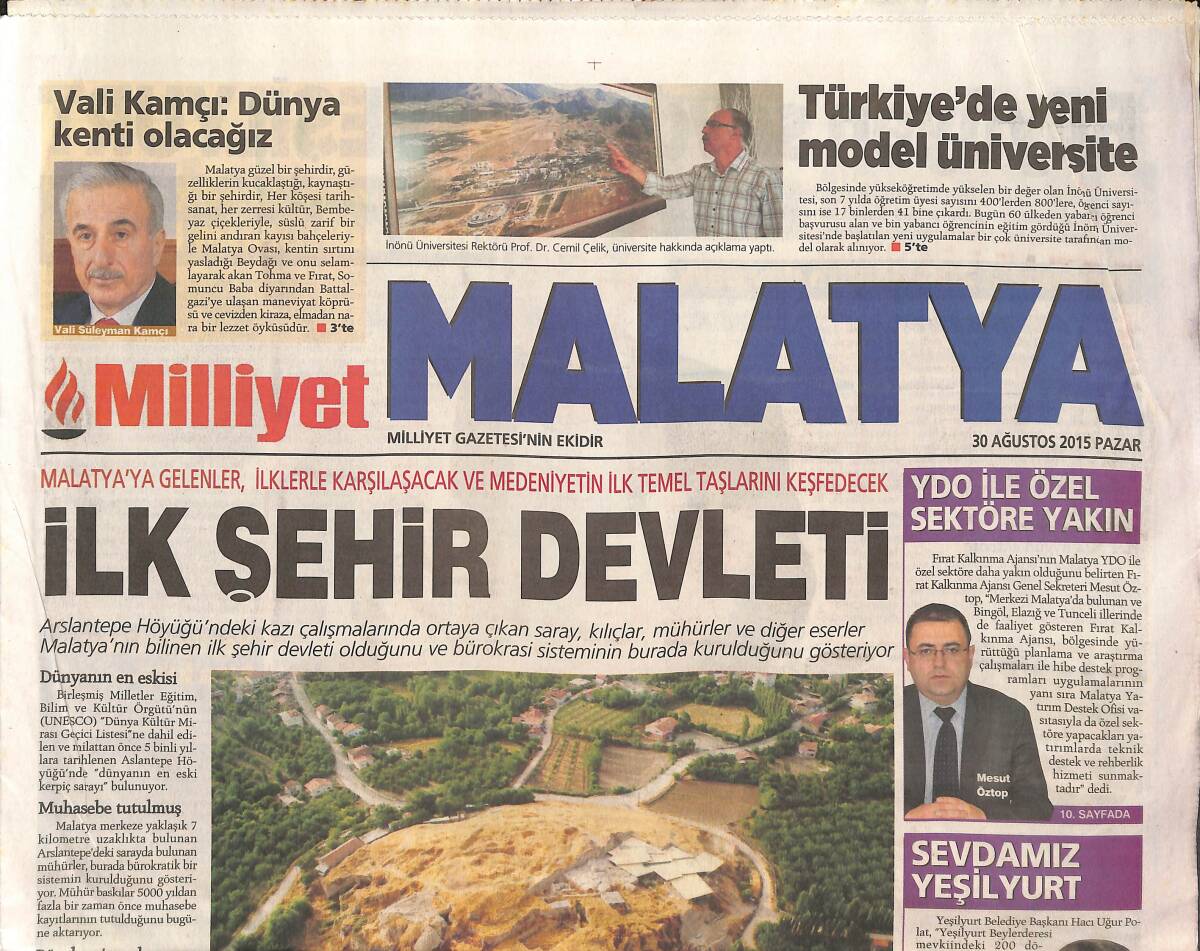 Milliyet Gazetesi Malatya Eki 30 Ağustos 2015 - Malatya'nın Gururu Hilton - Vali Kamçı : Dünya Kenti Olacağız GZ135197 - 1