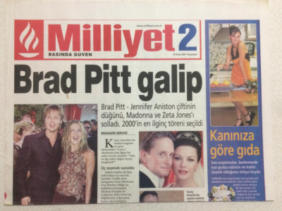Milliyet Gazetesi Milliyet 2 Eki 8 Ocak 2001 - Brad Pitt Galip,Bizim Melekler İş Başında GZ24599 - 1