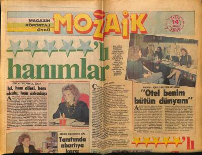 Milliyet Gazetesi Mozaik Eki 14 Ocak 1990 - 5 Yıldızlı Hanımlar,Etap Altınel,Sefa Türker GZ61235 - 1