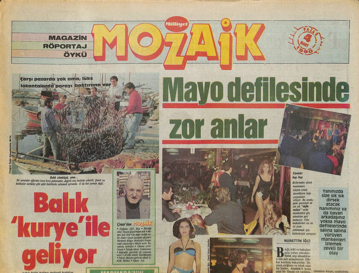 Milliyet Gazetesi Mozaik Eki 4 Mart 1990 - Balık Kurye İle Geliyor GZ157959 - 1