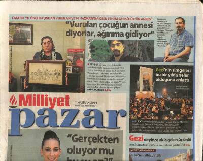 Milliyet Gazetesi Pazar Eki 1 Haziran 2014 - Gezinin Simgeleri Bu Bir Yılda Neler Olduğunu Anlattı GZ105843 - 1