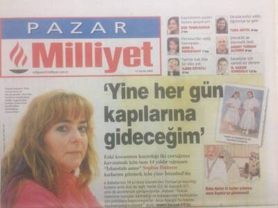 Milliyet Gazetesi Pazar Eki 11 Ocak 2004 - İzlandalı Anne,Her Gün Kapılarına Gideceğim GZ38018 - 1
