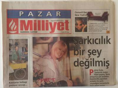 Milliyet Gazetesi Pazar Eki 11 Şubat 2001 - Pakize Suda İle Röportaj Şarkıcılık Bir Şey Değilmiş GZ22572 - 1