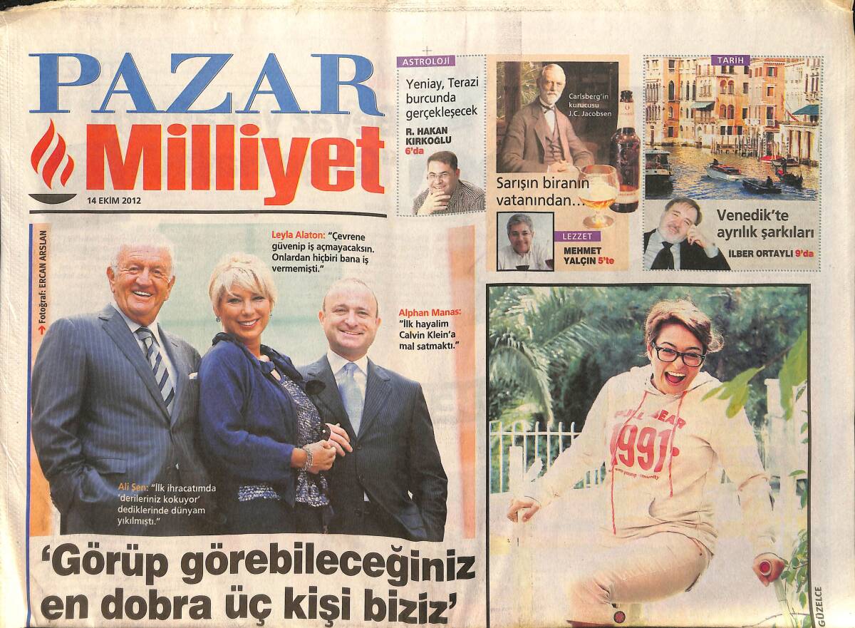 Milliyet Gazetesi Pazar Eki 14 Ekim 2012 - Görüp Görebileceğiniz En Dobra 3 Kişi 