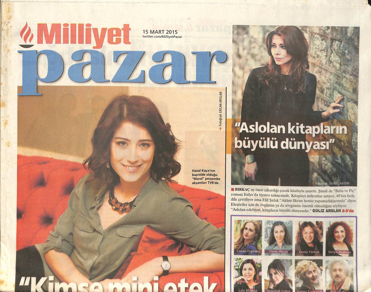 Milliyet Gazetesi Pazar Eki 15 Mart 2015 - Hazal Kaya'nın Rol Aldığı Dizi TV8'de - Milorad Başvic Ve Yeni Kolu